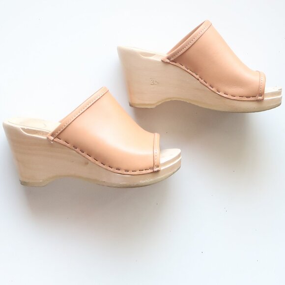 No.6 Store Camel Leather Open Toe Clogs Swedish Minimalist Sandals Clogs Mules 5 - Picture 11 of 16